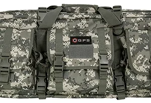 GPS Bags DRC28ACU Double Rifle Case A-TACS AU 600D Polyester w/ 2 Padded Pistol Sleeves MOLLE Webbing & Lockable Zippers