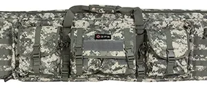 GPS Bags DRC55ACU Double Rifle Case A-TACS AU 600D Polyester w/ 2 Padded Pistol Sleeves MOLLE Webbing & Lockable Zippers