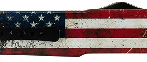 Templar Knife MAUS321 Premium Lightweight Slim 3.16" OTF Plain Black Oxide Stonewashed Powdered D2 Steel Blade/4.93" US Flag Anodized Aluminum Handle