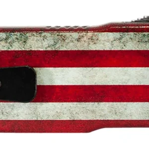 Templar Knife LZBRF321 Premium Weighted Large 3.55" OTF Drop Point Plain Black Oxide Stonewashed Powdered D2 Steel Blade/5.25" Betsy Ross Flag Aluminum Zinc Alloy Handle