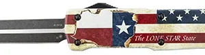 Templar Knife LZTX121 Premium Weighted Large 3.55" OTF Dagger Plain Black Oxide Stonewashed Powdered D2 Steel Blade/5.25" Red/White/Blue w/"The LONE STAR State" Aluminum Zinc Alloy Handle