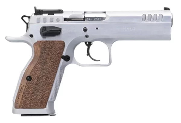 Tanfoglio IFG TFSTOCK29 Stock II Competition 9mm Luger 17+1 16+1, 4.44" Stainless Polygonal Rifled Barrel, Stainless Ported/Serrated Slide, Stainless Steel Frame, Brown Polymer Grip