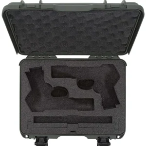 Nanuk 910CLASG6 910 Classic 2 Up Pistol Case Olive Polymer w/ Latches & Closed-Cell Foam Padding 13.20" L x 9.20" W x 4.10 " H Interior Dimensions