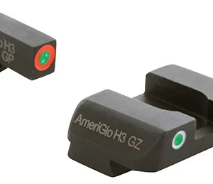 AmeriGlo GL241 Spartan Sight Set for Glock  Black | Green with Orange Outline Front Sight Green Tritium with White Outline Rear Sight