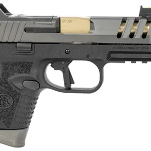 FN 66101350 509 CC Edge 9mm Luger 10+1 (3) 4.20" Threaded Gold Barrel, Black Frame, Graphite Optic & Lightening Cut Slide, Optic Height Fiber Optic Sights, Compensator (No Manual)