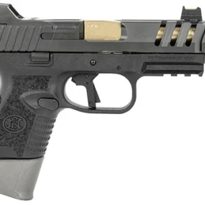 FN 66101347 509 CC Edge 9mm Luger 12+1/15+1 (2) 4.20" Threaded Gold Barrel, Black Frame, Graphite Optic & Lightening Cut Slide, Optic Height Fiber Optic Sights, Compensator (No Manual)