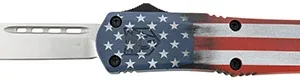 CobraTec Knives MCUSAFS3TNS FS-3 American Flag Medium 3" OTF Tanto Plain Satin D2 Steel Blade, 5" US Flag Aluminum Cerakoted Handle
