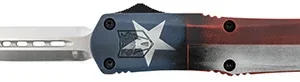 CobraTec Knives MCTXFS3DAGNS FS-3 Texas Flag Medium 3" OTF Dagger Plain Satin D2 Steel Blade, 5" Texas Flag Aluminum Cerakoted Handle