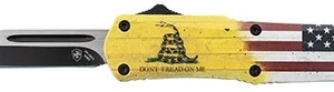 Templar Knife S-DTOM-23-1 Don't Tread on Me Gen II Small 2.75" OTF Plain Black Oxide 440C SS Blade 4.25" Includes Glass Breaker/Pocket Clip