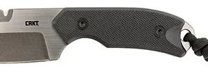 CRKT 4036 Razel  Compact 2.32" Fixed Plain/Top Veff Serrations Brushed Stonewashed D2 Steel Blade, Black G10 Handle, Includes Cord Fob/Sheath