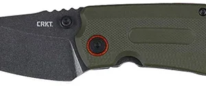 CRKT 6277 Overland  Compact 2.24" Folding Plain Stonewashed D2 Steel Blade, Green w/Orange Accents G10/SS Handle, Includes Pocket Clip