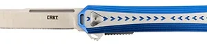 CRKT 6710 Stickler  3.38" Folding Plain Satin 12C27 Sandvik Blade/ Blue & Silver Aluminum Handle Includes Pocket Clip