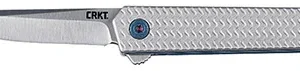 CRKT 7081 CEO Microflipper Micro 2.36" Flipper Drop Point Plain Satin 12C27 Sandvik Blade, Silver Textured w/Blue Liner & Accents Aluminum Handle, Includes Pocket Clip