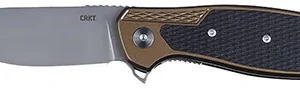 CRKT K360GXP Jake  3.32" Drop Point Plain Bead Blasted 12C27 Sandvik Blade/ Black/Brown Aluminum/G10 Handle Includes Pocket Clip