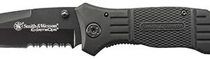Smith & Wesson Knives SWFR2SCP Extreme Ops  3.30" Folding Tanto Part Serrated Stainless Steel Blade 4.70" Black Includes Pocket Clip