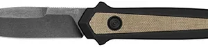 Kershaw  Launch 15 Full Size 3.50" Folding Spear Point Plain Black Oxide Blackwash CPM MagnaCut Steel Blade/Black Anodized w/Tan Canvas Aluminum w/Micarta Inserts Handle Includes Pocket Clip
