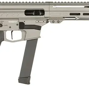 CMMG 99A68A2TNG Dissent MKGS 9mm Luger 33+1 6.50", Tungsten Gray Rec, Picatinny Brace Adapter, 5.50" M-LOK Handguard, Left Side Charging Handle, Zeroed Linear Comp, TriggerTech Trigger
