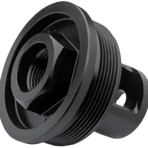 ADVANCED ARMAMENT COMPANY 65011 Flange Indexing Direct-Thread Adapter  5/8"-24 tpi, Muzzle Brake Design, 1-3/8"-24 tpi Socket