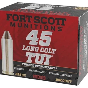 Fort Scott Munitions 45LC225SCV Tumble Upon Impact (TUI)  45 Long Colt 225 gr Solid Copper Spun 20 Per Box/ 25 Case