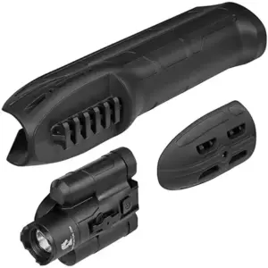 ADAPTIVE TACTICAL AT02900 EX Performance Forend with 300 Lumen Flashlight, Black Polymer, Concealed 2" Picatinny, Fits Remington 870/1100/11-87