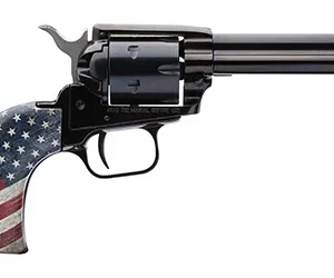 Heritage Mfg RR22B4USFLAG Rough Rider  22 LR 6 Shot, 4.75" Black Oxide Steel Barrel, Black Oxide Zinc Alloy Frame, Black Oxide Cylinder, US Flag Grip Manual Safety, Exposed Hammer