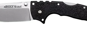 Cold Steel CS62RQZ 4-Max Scout 4" Folding Drop Point Plain Stonewashed/6" Black Griv-Ex Handle Includes Belt Clip