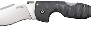Cold Steel CS21SS Spartan  4.50" Folding Clip Point Serrated Satin Griv-Ex Blade/6" Black Contoured Griv-Ex Handle Includes Belt Clip