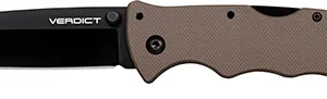 Cold Steel CSFLC3T10AFDE Verdict  3" Folding Tanto Plain Black Matte AUS-10A SS Blade/Brown G10 Handle Includes Belt Clip