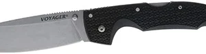 Cold Steel CS29AXB Voyager XL 5.50" Folding Drop Point Plain Stonewashed AUS-10A SS Blade/6.75" Black Textured Griv-Ex Handle Includes Belt Clip