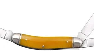 Cold Steel CSFLGSTKMY Gentleman's Stockman 2"/2.10"/2.50" Folding Clip/Sheepsfoot/Spey Plain 8Cr13MoV SS Blade/Yellow w/Polished Bolsters Bone Handle