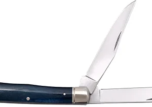 Cold Steel CSFLTRPRB Trapper  3" Folding Clip/Spey Plain 8Cr13MoV SS Blade/Dark Blue  w/Polished Bolsters Bone Handle