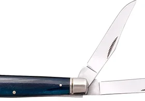 Cold Steel CSFLMTRPRB Trapper  Mini 2.60"/2.70" Folding Clip/Spey Plain 3Cr13MoV SS Blade/Dark Blue w/Polished Bolsters Bone Handle