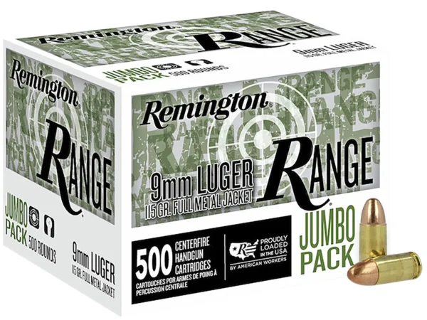 Remington Ammunition R27779 Range Jumbo Pack 9mmLuger 115gr Full Metal Jacket 500/Box