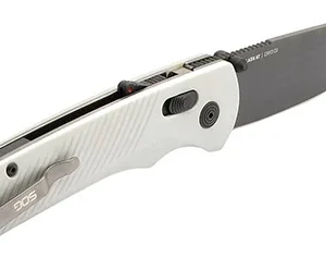 S.O.G SOG11181041 Flash AT 3.45" Folding Straight Back Plain TiNi Cryo D2 Steel Blade, Concrete Gray Textured GRN Handle