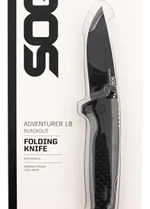 S.O.G SOG13110143 Adventure LB 3.50" Folding Drop Point Plain Black TiNi 5Cr15MoV Blade, Black Textured GRN Handle