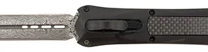 Steel River Knives A163BDD Spartan  3.50" OTF Dagger Plain Damascus 440C SS Blade/Black w/Carbon Fiber Inlay Aluminum Zinc Alloy Handle