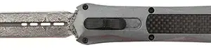 Steel River Knives A163BDD Spartan  3.50" OTF Dagger Plain Damascus 440C SS Blade/Gray w/Carbon Fiber Inlay Aluminum Zinc Alloy Handle