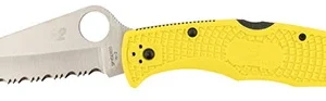 Spyderco C91SYL2 Pacific Salt 2 3.78" Folding Serrated Stonewashed H2 Steel/Blade Yellow FRN Handle