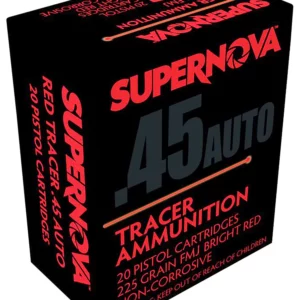 Supernova PMSN45ACR Red Tracer Non Corrosive 45ACP 225gr Full Metal Jacket 20 Per Box/50 Case