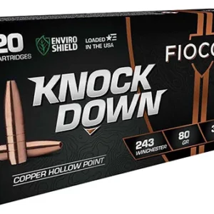 Fiocchi 243CHA Knock Down Enviro Shield 243 Win 80 gr Hollow Point 20 Per Box/ 10 Case