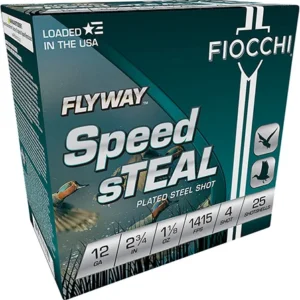 Fiocchi 12FST4 Flyway Speed Steel 12 Gauge 2.75" 1 1/8 oz 4 Shot 25 Per Box/ 10 Case