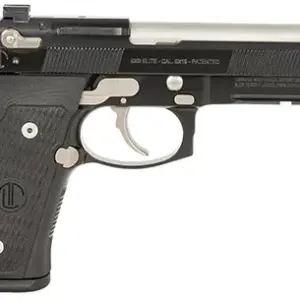 Langdon Tactical Tech LTT92ECBOP18 92 Elite LTT  9mm Luger 18+1 4.70" Target Crown Steel Barrel, Black Serrated Steel Slide, Black Frame w/Picatinny Rail, Black VZ/LTT G10 Grip