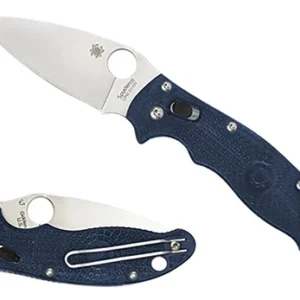 Spyderco C101PDBL2 Manix 2 Lightweight 3.37" Folding Plain Satin CTS BD1 SS Blade/Dark Blue Bi-Directional Texturing FRCP Handle Includes Pocket Clip