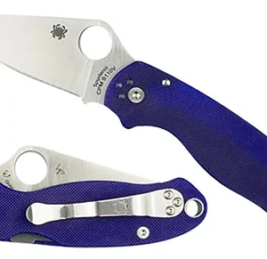 Spyderco C223GPDBL Para 3  2.95" Folding Plain Satin CPM S110V Blade/Dark Blue Textured G10 Handle Includes Pocket Clip