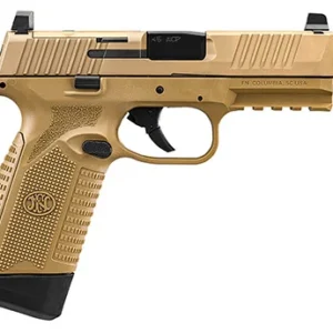 FN 66101388 545 MRD Full Size 45 ACP 15+1, 4.10" Black Target Crown Steel Barrel, Flat Dark Earth PVD Optic Cut/Serrated Steel Slide & Polymer Frame w/Picatinny Rail, Ambidextrous