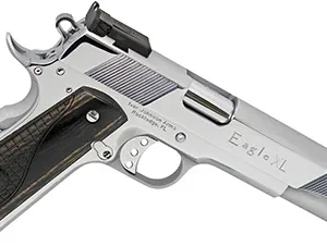 Iver Johnson Arms EAGLEXLC45 Eagle XL Deluxe 45 ACP 6" Steel Ported Barrel/ Bright Polish Chrome Serrated w/Ports Slide & Steel Frame w/Beavertail Diamondwood Walnut w/Integrated Logo Grips Right Hand