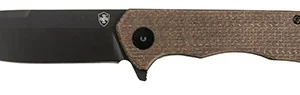 Templar Knife PFMBN321 Paladin  3.27" Folding Drop Point Plain Black Powder Coated D2 Steel Blade, 4.40" Brown Micarta Handle Includes Pocket Clip