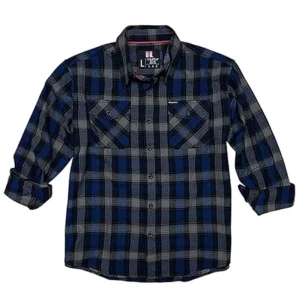 Hornady Gear 32205 Flannel Shirt  2XL Navy/Black/Gray,  Cotton/Polyester, Relaxed Fit Button Up