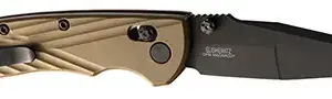 Hogue  Deka  3.25" Folding Wharncliffe Plain Black Cerakote CPM MagnaCut SS Blade, FDE Crosshatch Textured GRN Handle, Includes Pocket Clip