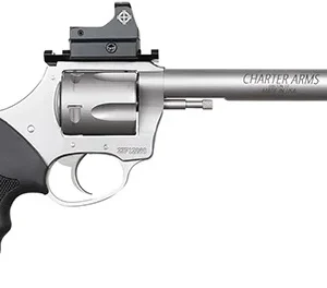 Charter Arms 73565 Mastiff Target Large Frame 357 Mag 5 Shot, 6" Stainless Steel Barrel, Cylinder & Frame, Sightmark Micro Optic, Picatinny Rail, Black Rubber Grip, Exposed Hammer